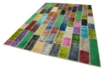 Patchwork Multi Pamuk Üzerine Yün El Dokuma Kilim-200x295 - Görsel 3