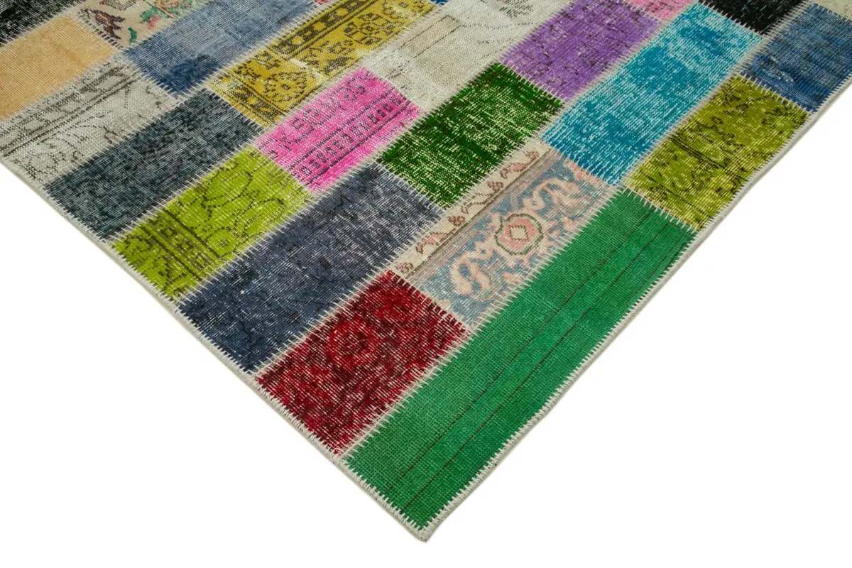 Patchwork Multi Pamuk Üzerine Yün El Dokuma Kilim-200x295 - Görsel 4