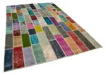 Patchwork Multi Pamuk Üzerine Yün El Dokuma Kilim-200x303 - Görsel 2