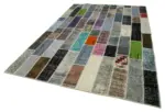 Patchwork Multi Pamuk Üzerine Yün El Dokuma Kilim-203x312 - Görsel 3