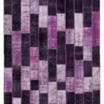 Patchwork Mor Pamuk Üzerine Yün El Dokuma Kilim-206x300