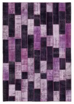 Patchwork Mor Pamuk Üzerine Yün El Dokuma Kilim-206x300