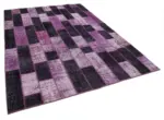 Patchwork Mor Pamuk Üzerine Yün El Dokuma Kilim-206x300 - Görsel 2