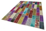 Patchwork Multi Pamuk Üzerine Yün El Dokuma Kilim-203x300 - Görsel 3