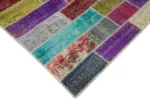 Patchwork Multi Pamuk Üzerine Yün El Dokuma Kilim-203x300 - Görsel 4