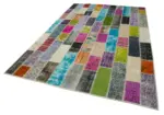 Patchwork Multi Pamuk Üzerine Yün El Dokuma Kilim-200x302 - Görsel 3