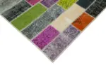 Patchwork Multi Pamuk Üzerine Yün El Dokuma Kilim-200x302 - Görsel 4
