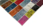 Patchwork Multi Pamuk Üzerine Yün El Dokuma Kilim-203x300 - Görsel 4