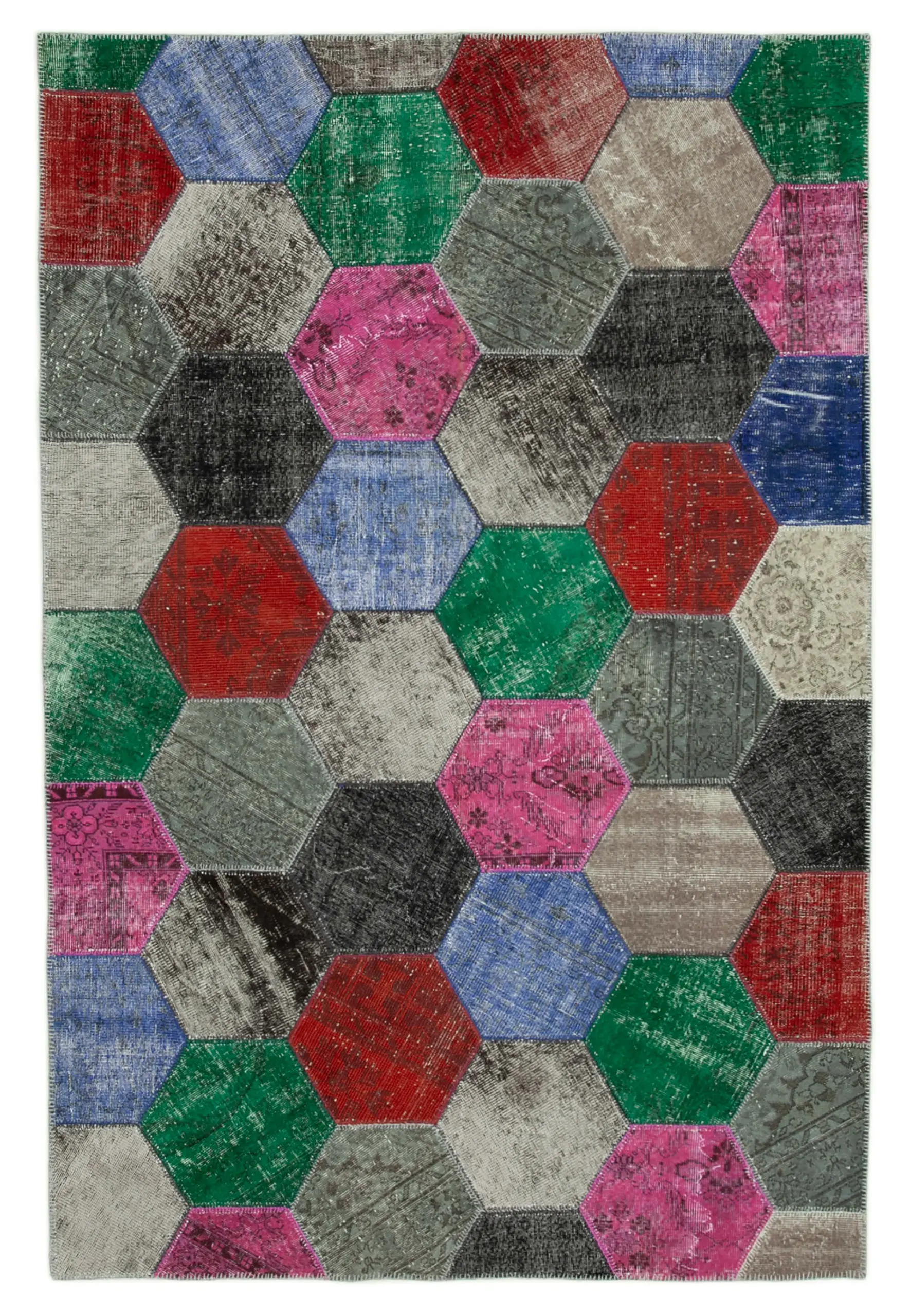 Rc_31075_0_Multicolor_Modern_Design_Patchwork_Rugs Patchwork Multi Pamuk Üzerine Yün El Dokuma Kilim-201x304 - Görsel 1