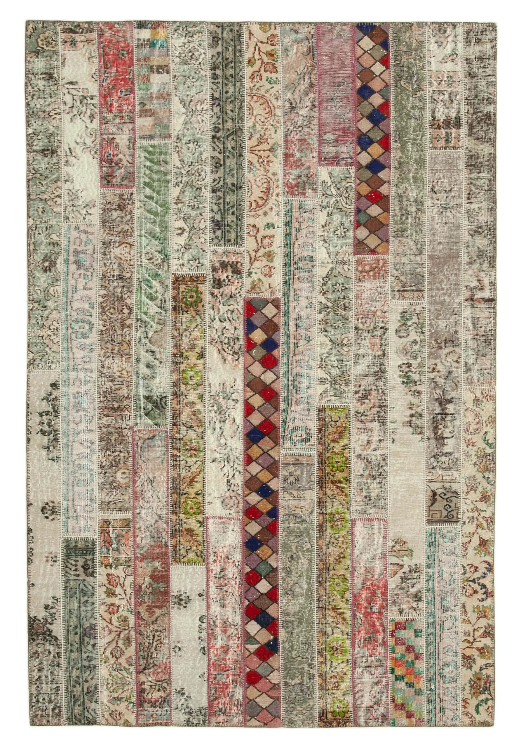 Rc_31076_0_Multicolor_Modern_Design_Patchwork_Rugs Patchwork Multi Pamuk Üzerine Yün El Dokuma Kilim-202x304 - Görsel 1