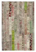 Patchwork Multi Pamuk Üzerine Yün El Dokuma Kilim-200x302
