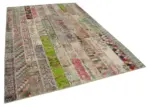 Patchwork Multi Pamuk Üzerine Yün El Dokuma Kilim-200x302 - Görsel 2