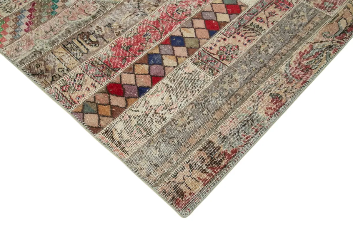 Patchwork Multi Pamuk Üzerine Yün El Dokuma Kilim-200x302 - Görsel 4