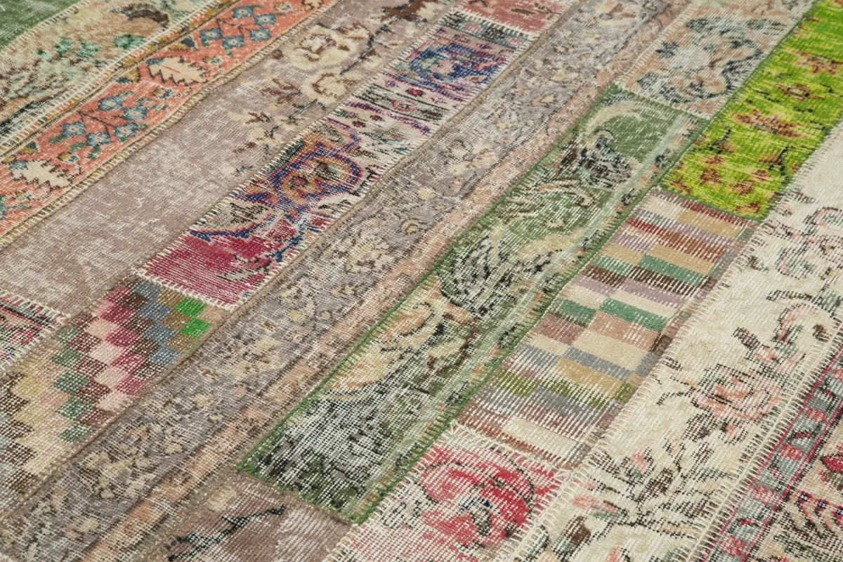 Patchwork Multi Pamuk Üzerine Yün El Dokuma Kilim-200x302 - Görsel 5