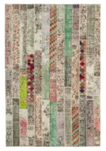 Patchwork Multi Pamuk Üzerine Yün El Dokuma Kilim-202x303