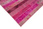 Patchwork Pembe Pamuk Üzerine Yün El Dokuma Kilim-205x305 - Görsel 4