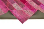 Patchwork Pembe Pamuk Üzerine Yün El Dokuma Kilim-205x305 - Görsel 6