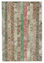 Patchwork Multi Pamuk Üzerine Yün El Dokuma Kilim-202x303