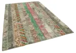 Patchwork Multi Pamuk Üzerine Yün El Dokuma Kilim-202x303 - Görsel 2