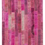 Patchwork Pembe Pamuk Üzerine Yün El Dokuma Kilim-205x304