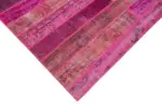 Patchwork Pembe Pamuk Üzerine Yün El Dokuma Kilim-205x304 - Görsel 4