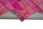 Patchwork Pembe Pamuk Üzerine Yün El Dokuma Kilim-205x304 - Görsel 6