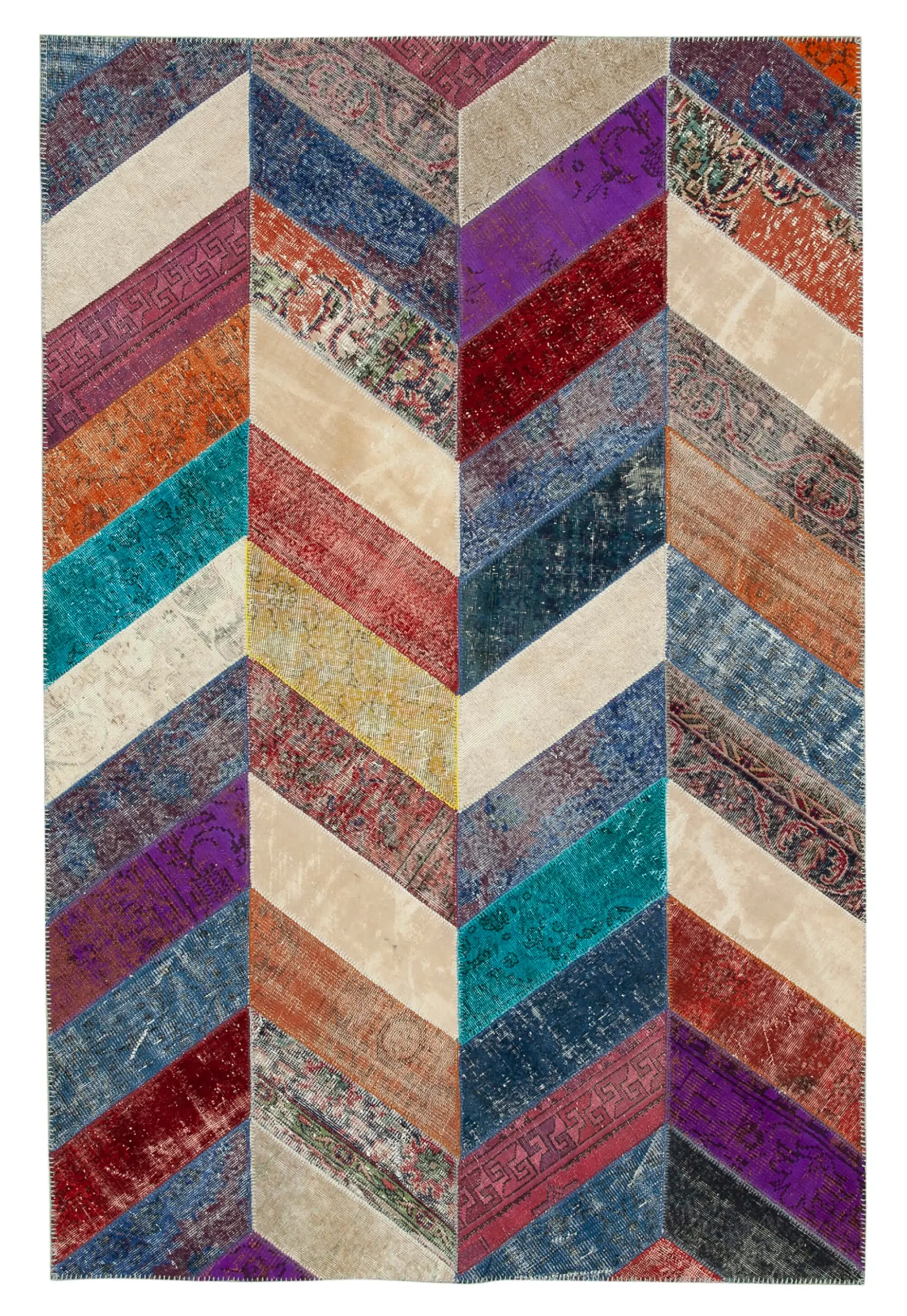 Rc_31083_0_Multicolor_Modern_Design_Patchwork_Rugs Patchwork Multi Pamuk Üzerine Yün El Dokuma Kilim-196x299 - Görsel 1