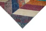 Patchwork Multi Pamuk Üzerine Yün El Dokuma Kilim-196x299 - Görsel 4