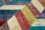 Patchwork Multi Pamuk Üzerine Yün El Dokuma Kilim-196x299 - Görsel 5