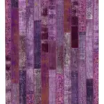 Patchwork Mor Pamuk Üzerine Yün El Dokuma Kilim-205x306