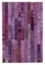 Patchwork Mor Pamuk Üzerine Yün El Dokuma Kilim-205x306