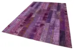 Patchwork Mor Pamuk Üzerine Yün El Dokuma Kilim-205x306 - Görsel 3