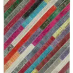 Patchwork Multi Pamuk Üzerine Yün El Dokuma Kilim-205x296