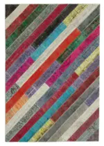 Patchwork Multi Pamuk Üzerine Yün El Dokuma Kilim-205x296