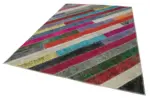 Patchwork Multi Pamuk Üzerine Yün El Dokuma Kilim-205x296 - Görsel 3