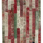 Patchwork Multi Pamuk Üzerine Yün El Dokuma Kilim-202x300