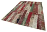 Patchwork Multi Pamuk Üzerine Yün El Dokuma Kilim-202x300 - Görsel 3