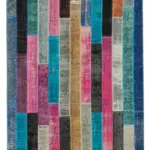 Patchwork Multi Pamuk Üzerine Yün El Dokuma Kilim-200x300