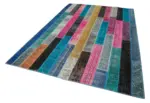 Patchwork Multi Pamuk Üzerine Yün El Dokuma Kilim-200x300 - Görsel 3