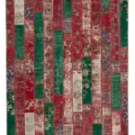 Patchwork Multi Pamuk Üzerine Yün El Dokuma Kilim-200x301
