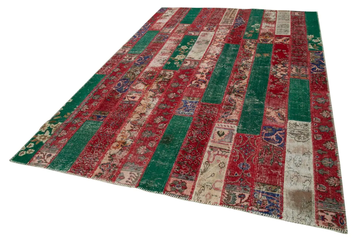 Patchwork Multi Pamuk Üzerine Yün El Dokuma Kilim-200x301 - Görsel 3