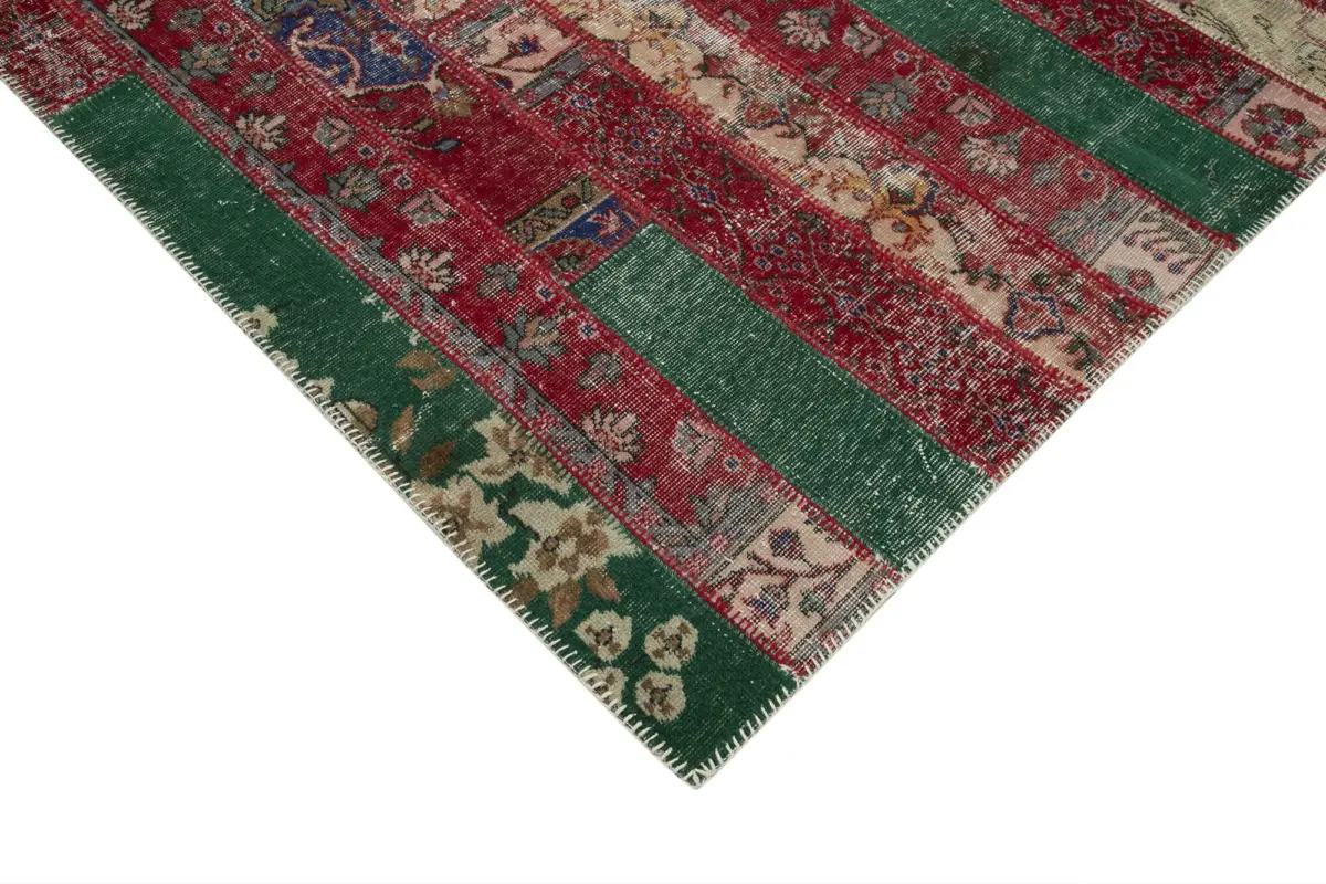 Patchwork Multi Pamuk Üzerine Yün El Dokuma Kilim-200x301 - Görsel 4
