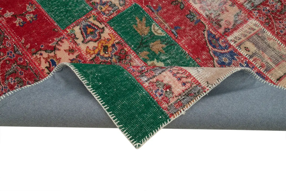 Patchwork Multi Pamuk Üzerine Yün El Dokuma Kilim-200x301 - Görsel 6