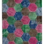 Patchwork Multi Pamuk Üzerine Yün El Dokuma Kilim-200x308