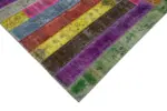 Patchwork Multi Pamuk Üzerine Yün El Dokuma Kilim-205x302 - Görsel 4