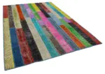 Patchwork Multi Pamuk Üzerine Yün El Dokuma Kilim-208x302 - Görsel 2