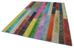 Patchwork Multi Pamuk Üzerine Yün El Dokuma Kilim-208x302 - Görsel 3