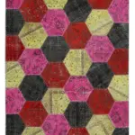 Patchwork Multi Pamuk Üzerine Yün El Dokuma Kilim-199x306