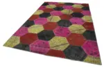 Patchwork Multi Pamuk Üzerine Yün El Dokuma Kilim-199x306 - Görsel 3