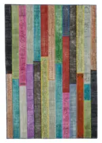 Patchwork Multi Pamuk Üzerine Yün El Dokuma Kilim-207x303